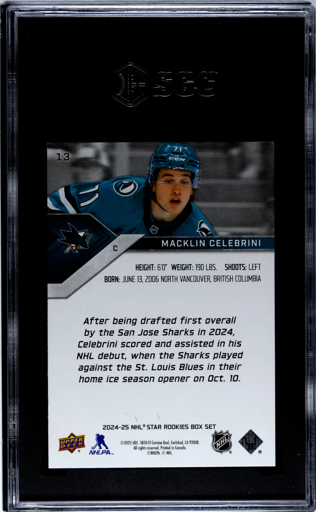 2024 UD Star Rookies #13 Macklin Celebrini Star Rookies SGC 8.5 - Image 2