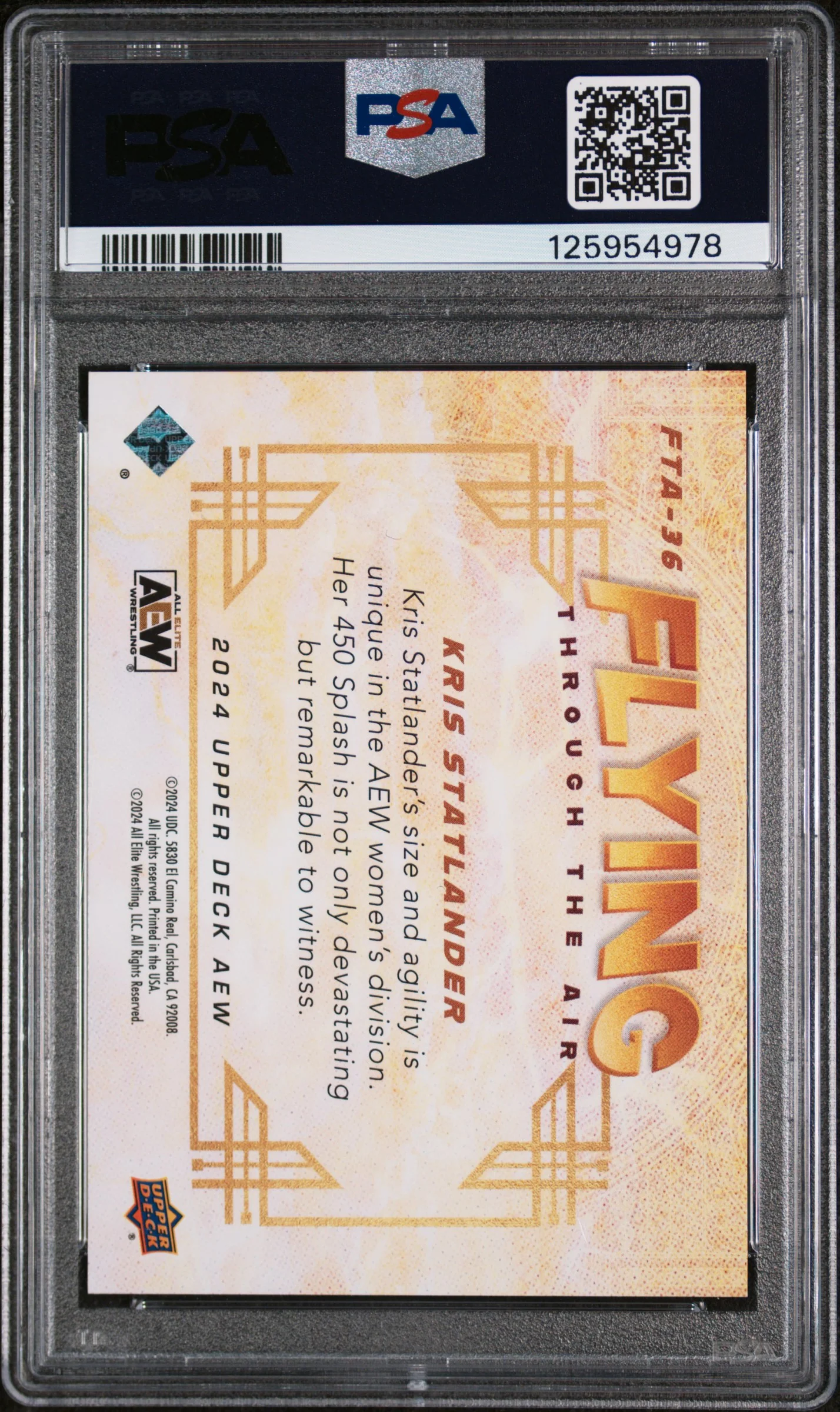 2024 Upper Deck Aew Flying Through the Air Kris Statlander #FTA36 PSA 9 - Image 2
