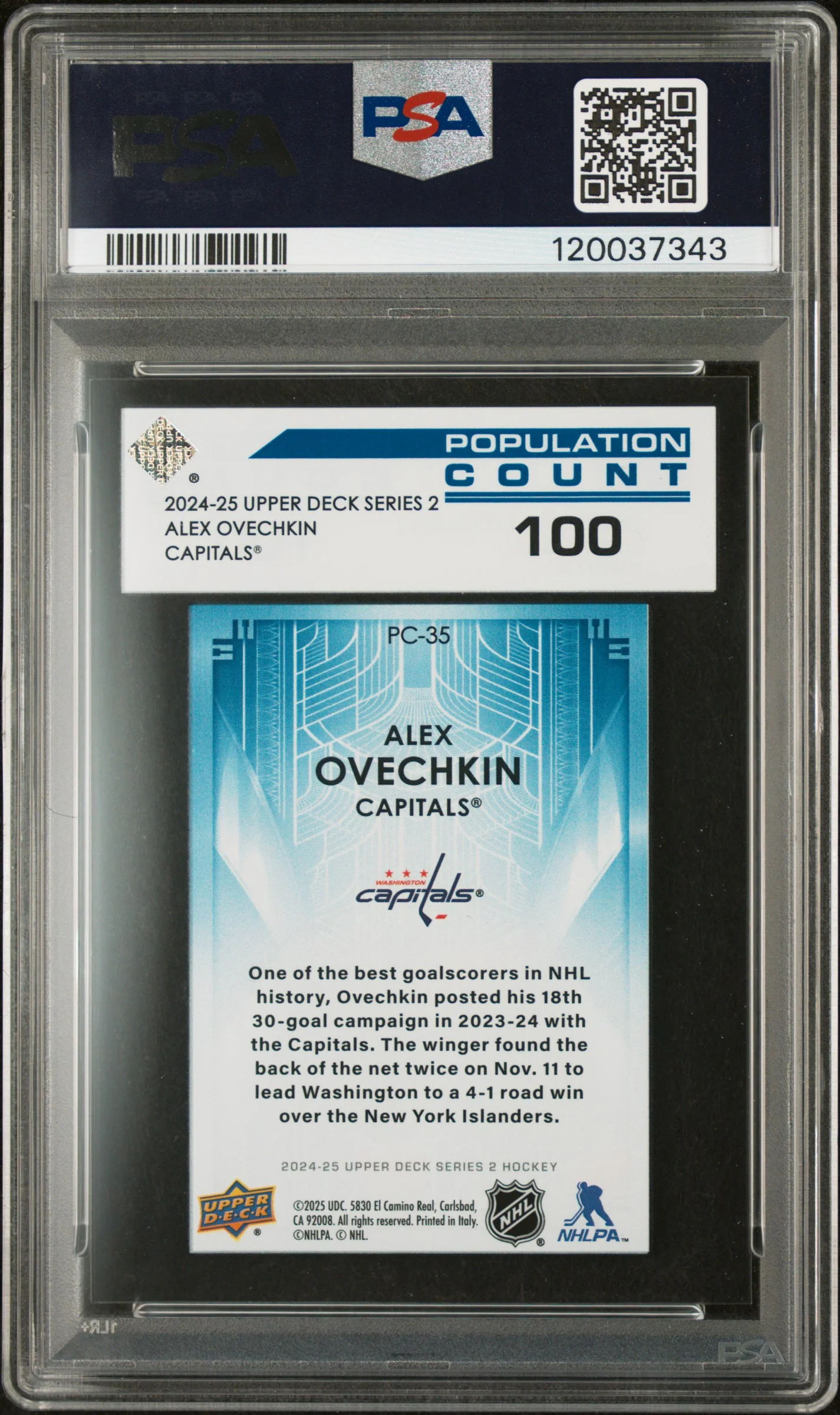 2024 Upper Deck Population Count 1000 100 Alex Ovechkin #PC35 /100 PSA 10 - Image 2