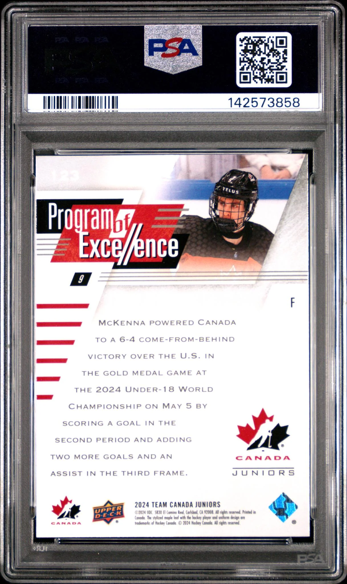 2024 Upper Deck Team Canada Juniors Gavin Mckenna #123 PSA 10 - Image 2