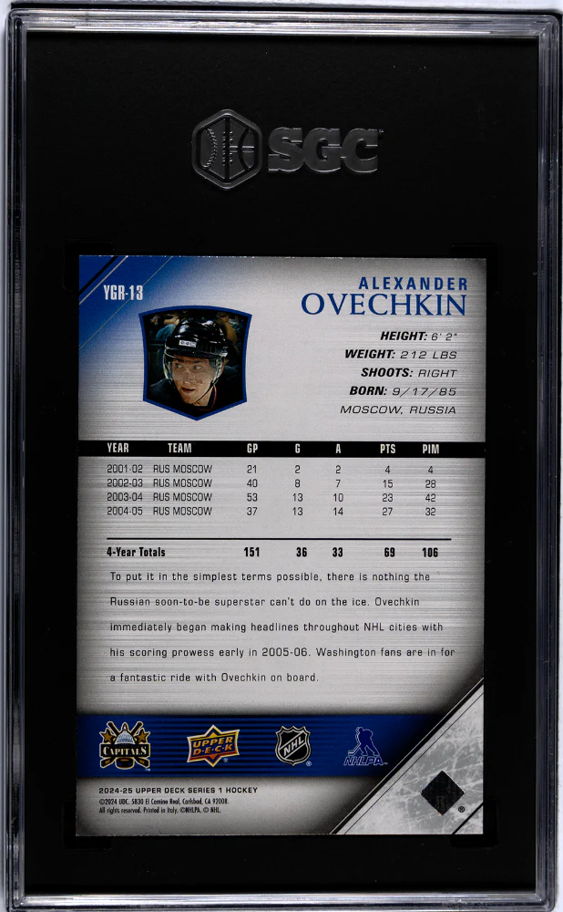 2024 Upper Deck #YGR-13 Alexander Ovechkin Young Guns Renewed SGC 9.5 - Image 2