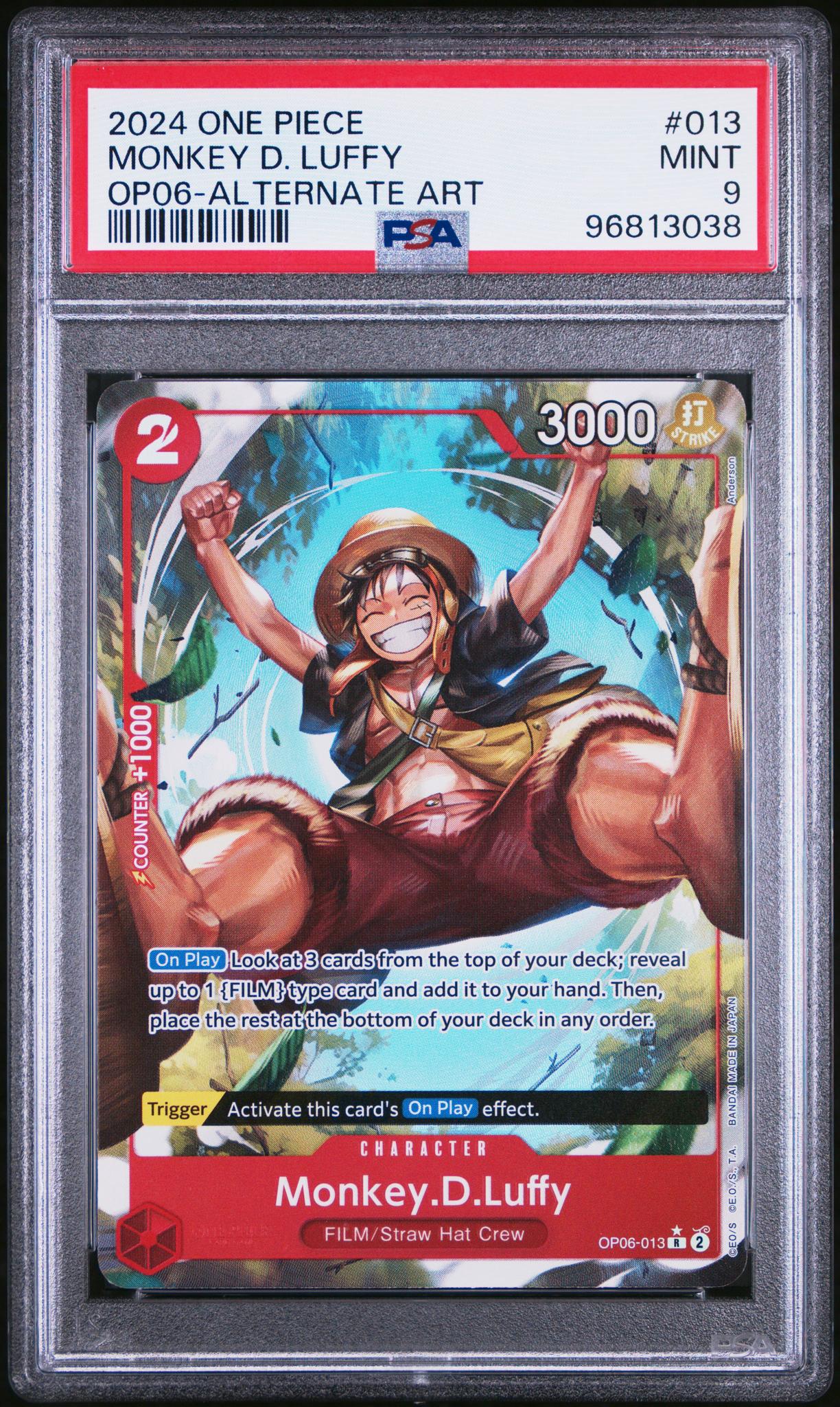 2024 Wings of the Captain (Op-06) English (Borderless) Alt Art Monkey D. Luffy #OP06-013 PSA 9