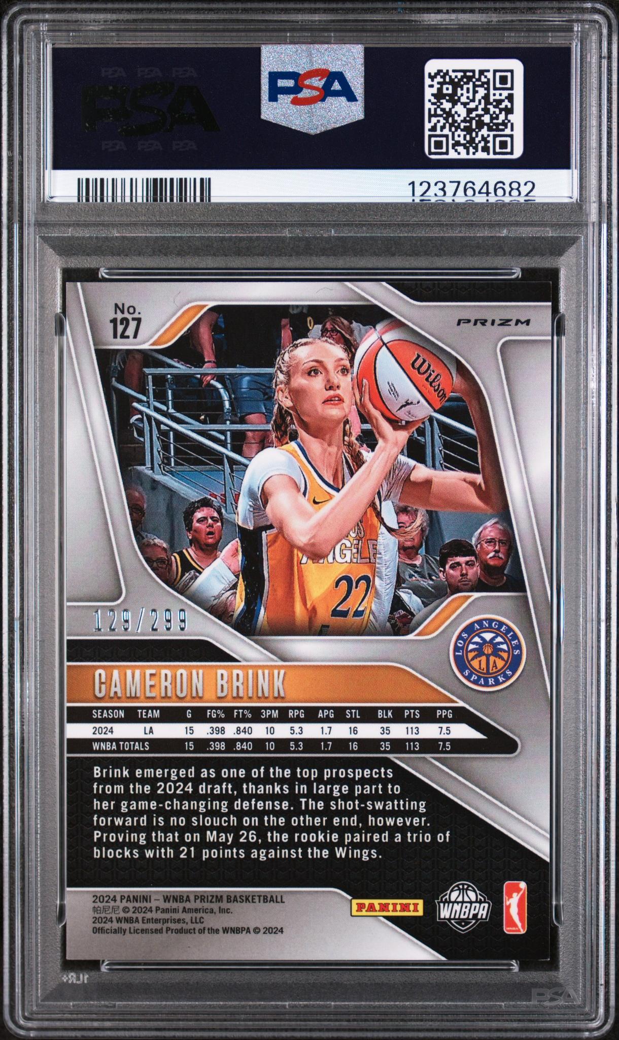 2024 WNBA Prizm Prizms Red Cameron Brink #127 /299 PSA 8 - Image 2