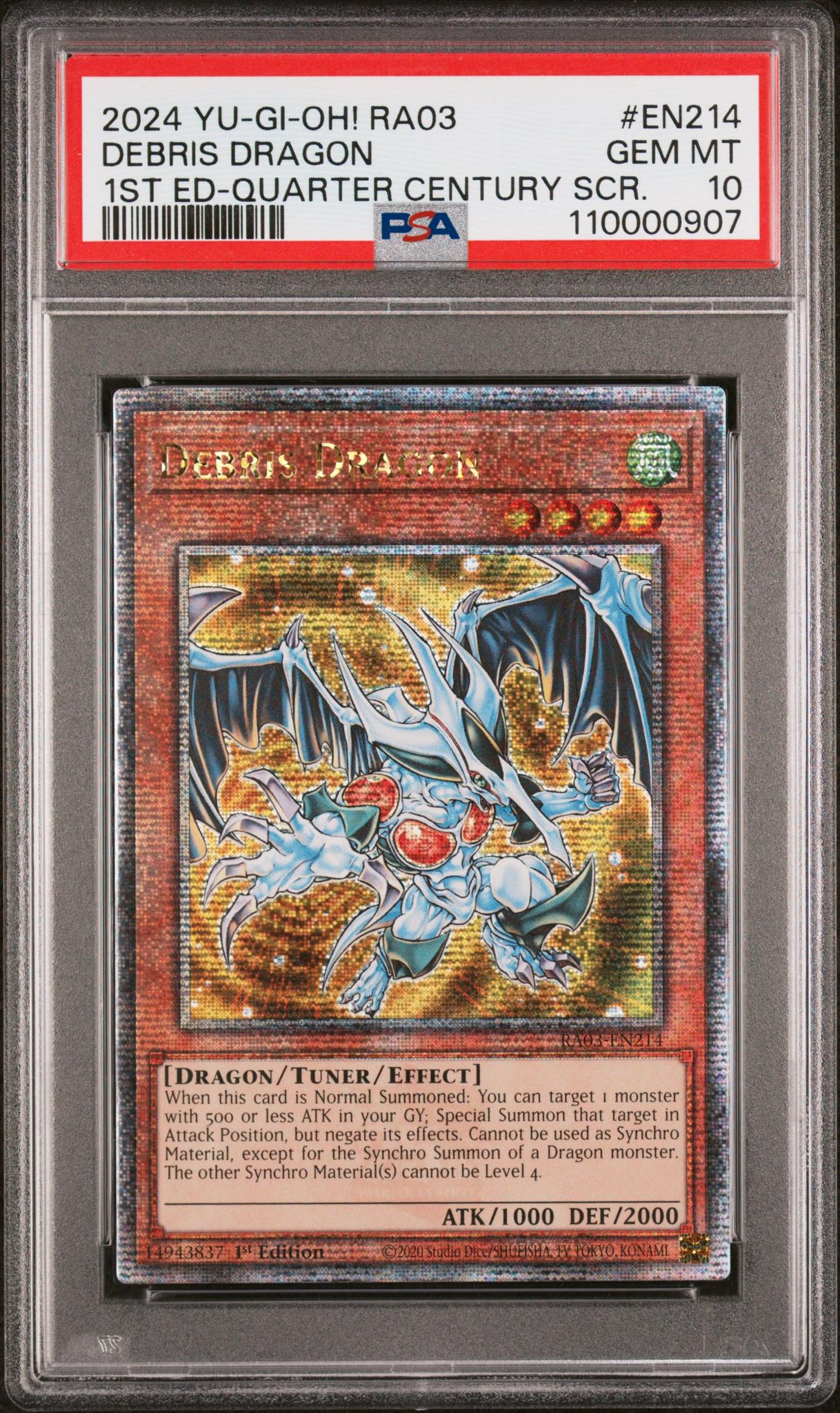 2024 Yu-Gi-Oh! Ra03-Quarter Century Bonanza 1st Edition-Quarter Century Secret Rare Debris Dragon #EN214 PSA 10
