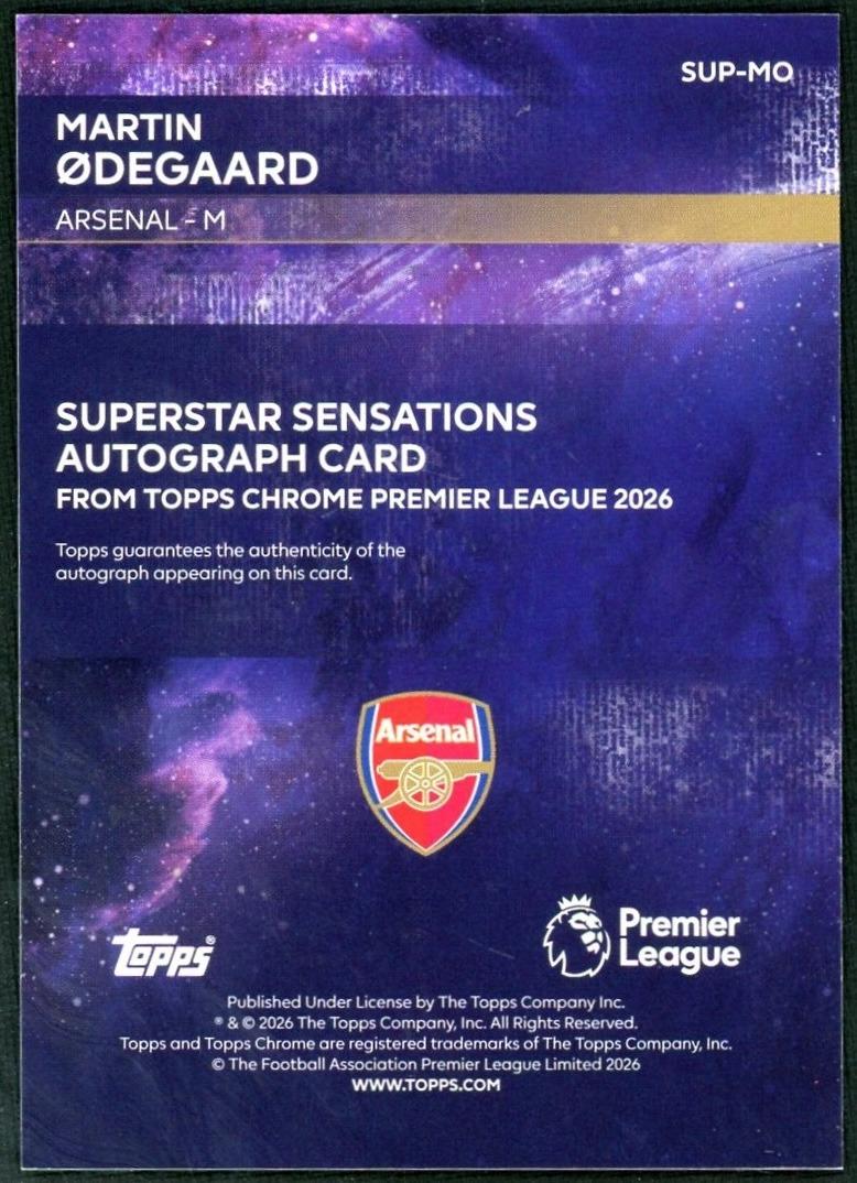 2025-26 Topps Chrome EPL Martin Odegaard Superstar Sensations Gold Auto /50 - Image 2