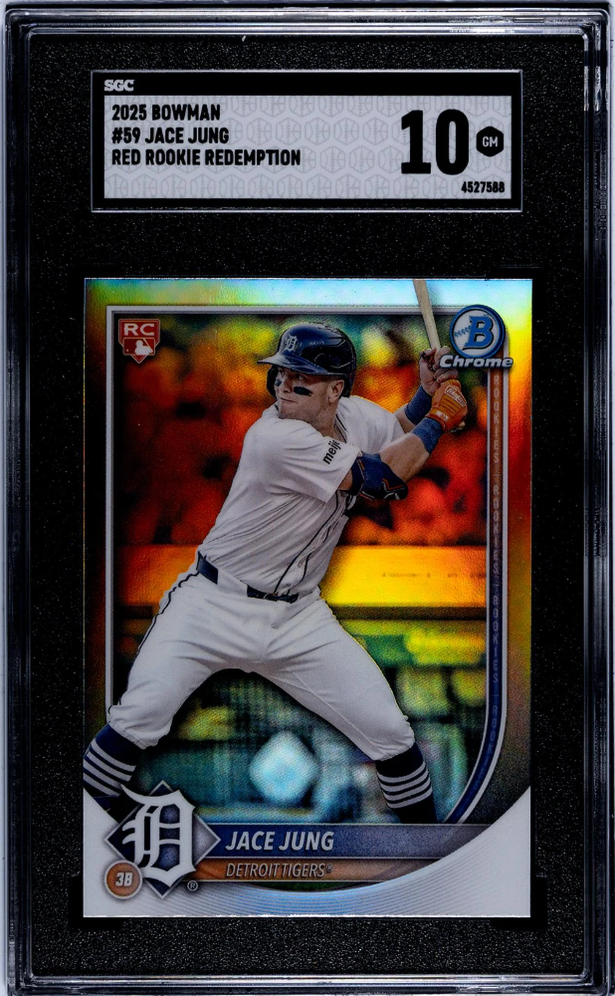 2025 Bowman #59 Jace Jung Red Rookie Redemption SGC 10