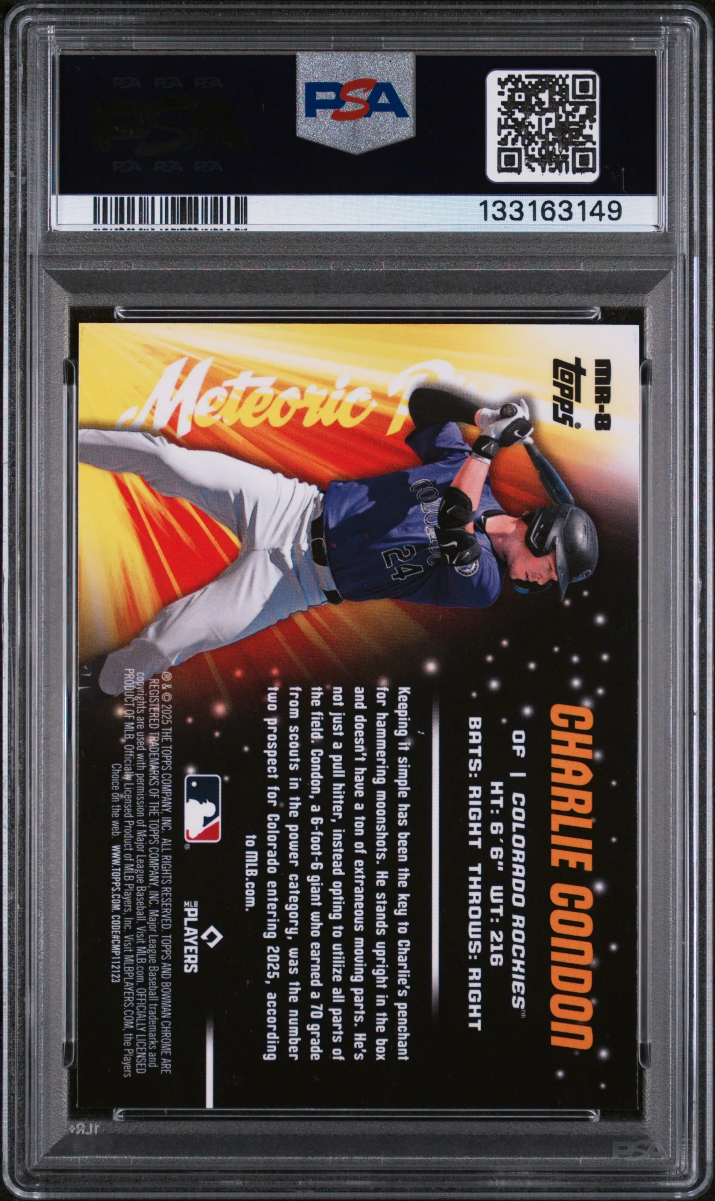 2025 Bowman Chrome Charlie Condon #MR-8 PSA 10 - Image 2