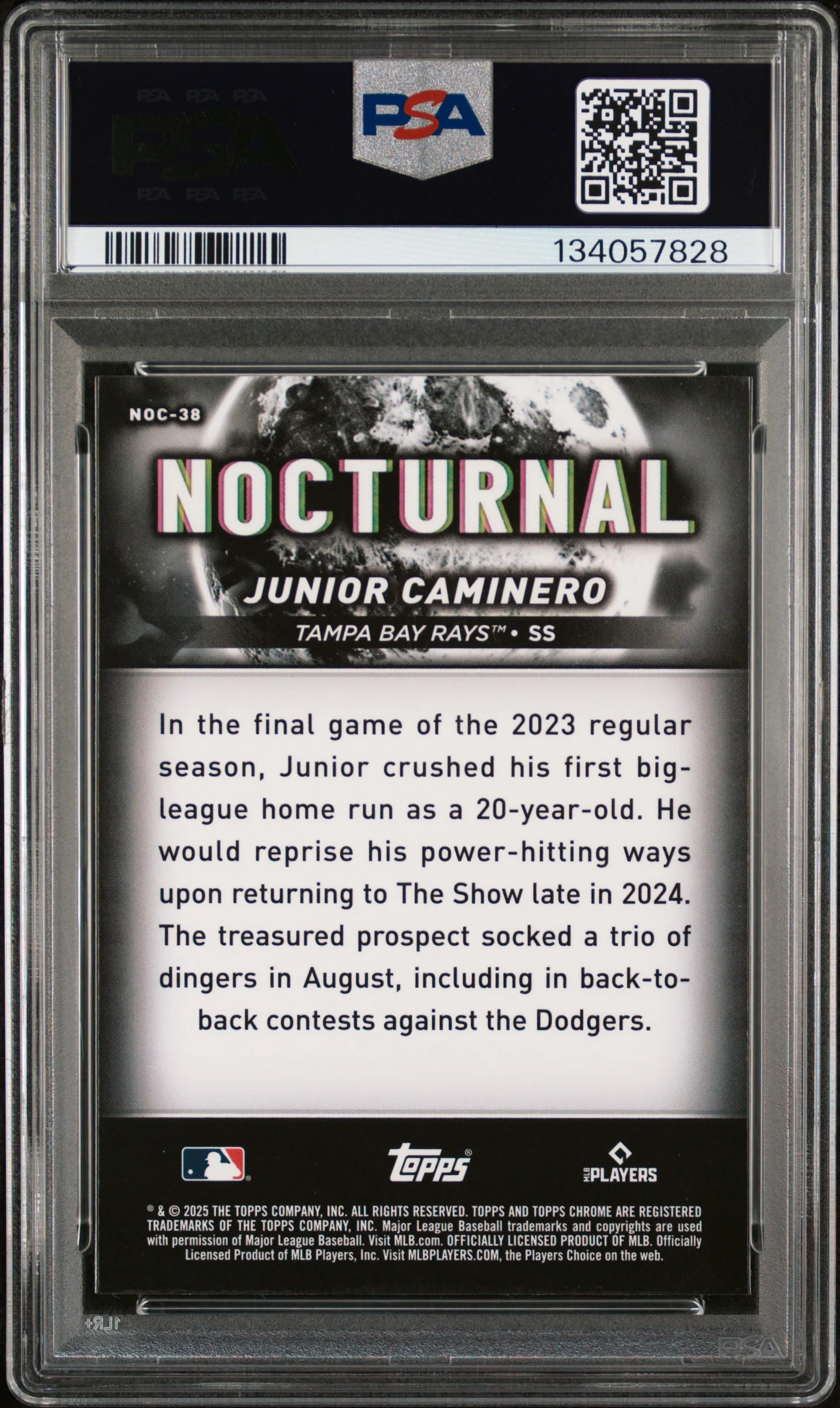 2025 Chrome Black Nocturnal Junior Caminero #NOC38 PSA 9 - Image 2