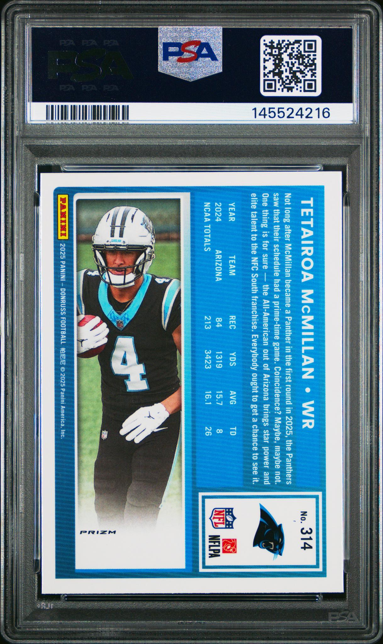 2025 Donruss Donruss Red Pandora Tetairoa Mcmillan #314 PSA 10 - Image 2