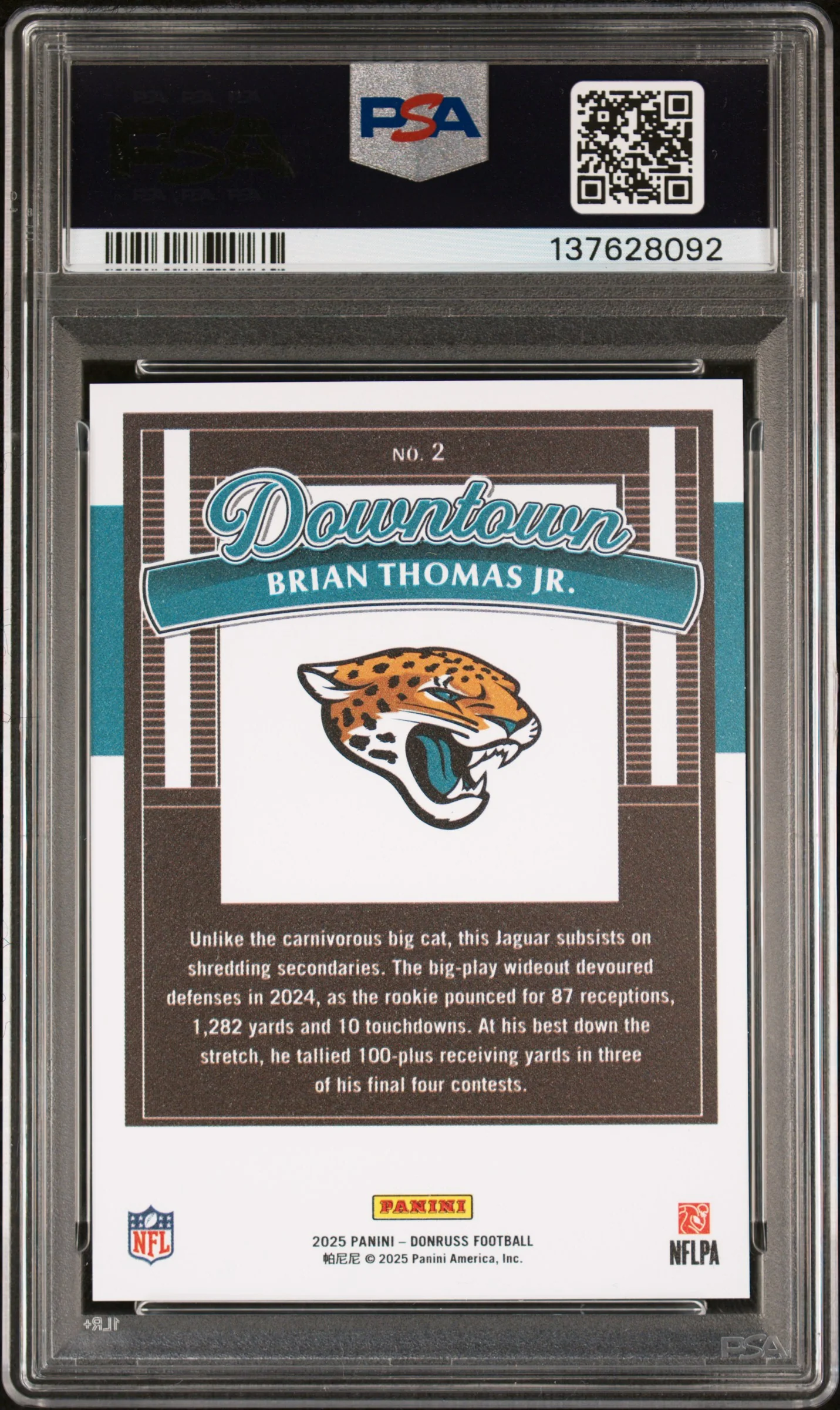 2025 Donruss Downtown Brian Thomas Jr. #2 PSA 10 - Image 2
