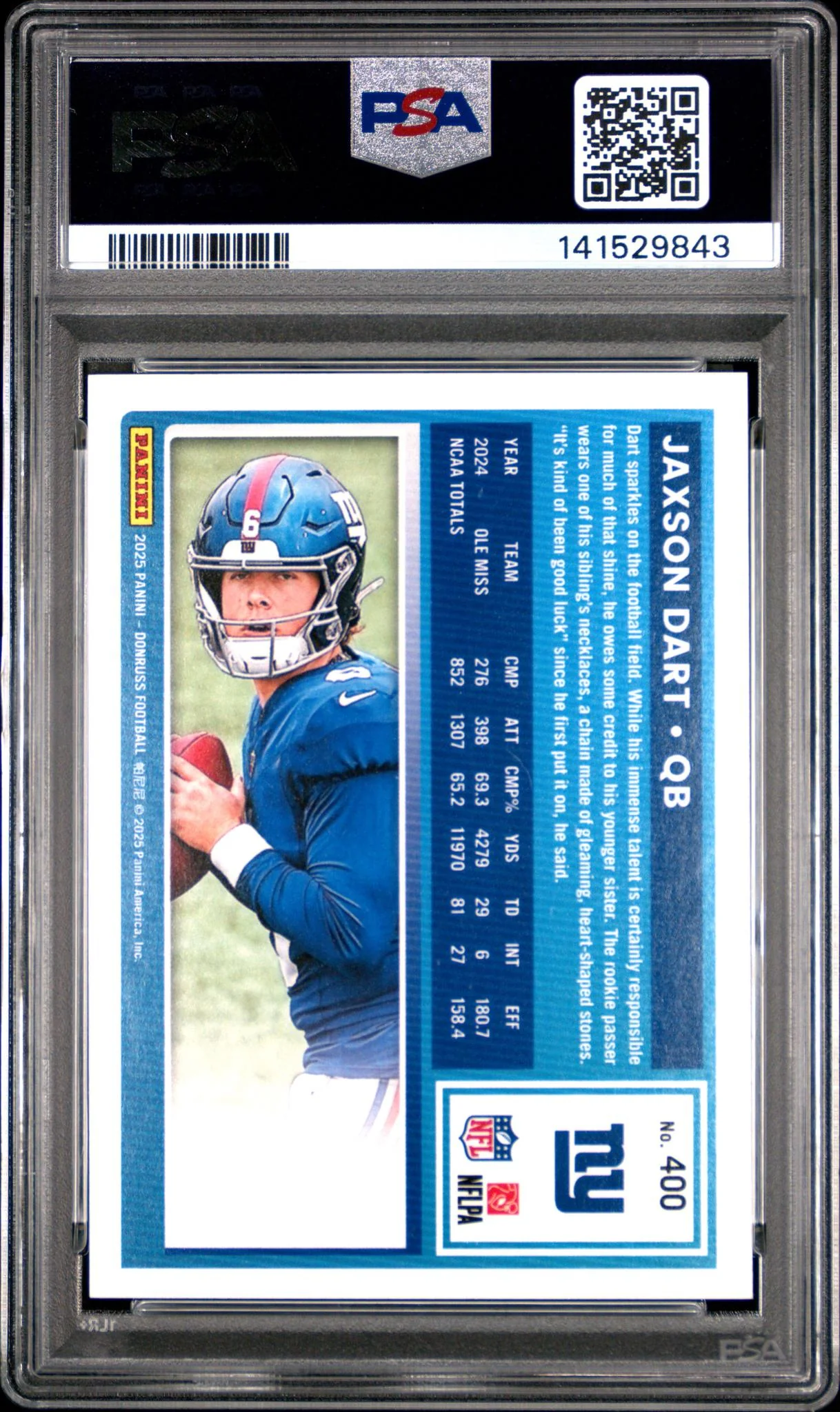 2025 Donruss Rated Rookie Jaxson Dart #400 PSA 9 - Image 2