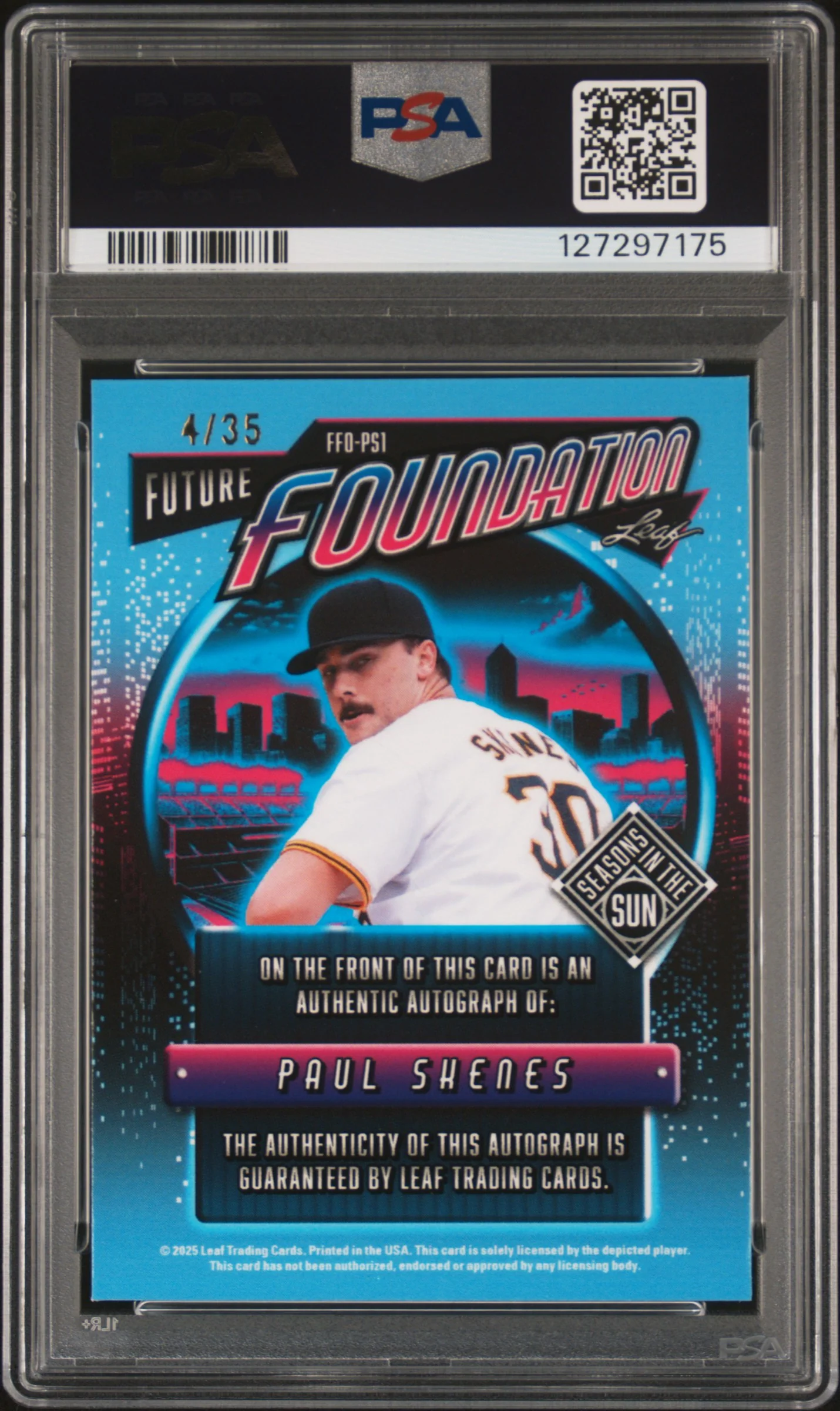 2025 Leaf Seasons In the Sun Future Foundation Autographs Bronze Crystal Paul Skenes #FFOPS1 /35 PSA 9 - Image 2