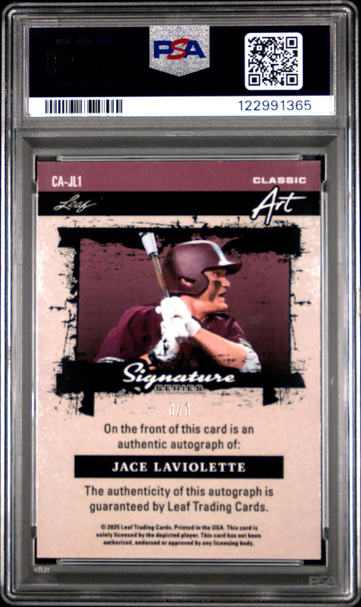 2025 Leaf Signature Series Classic Art Autographs Memorial-Super Prismatic Gold 1/1 Jace Laviolette #CAJL1 PSA 10 - Image 2
