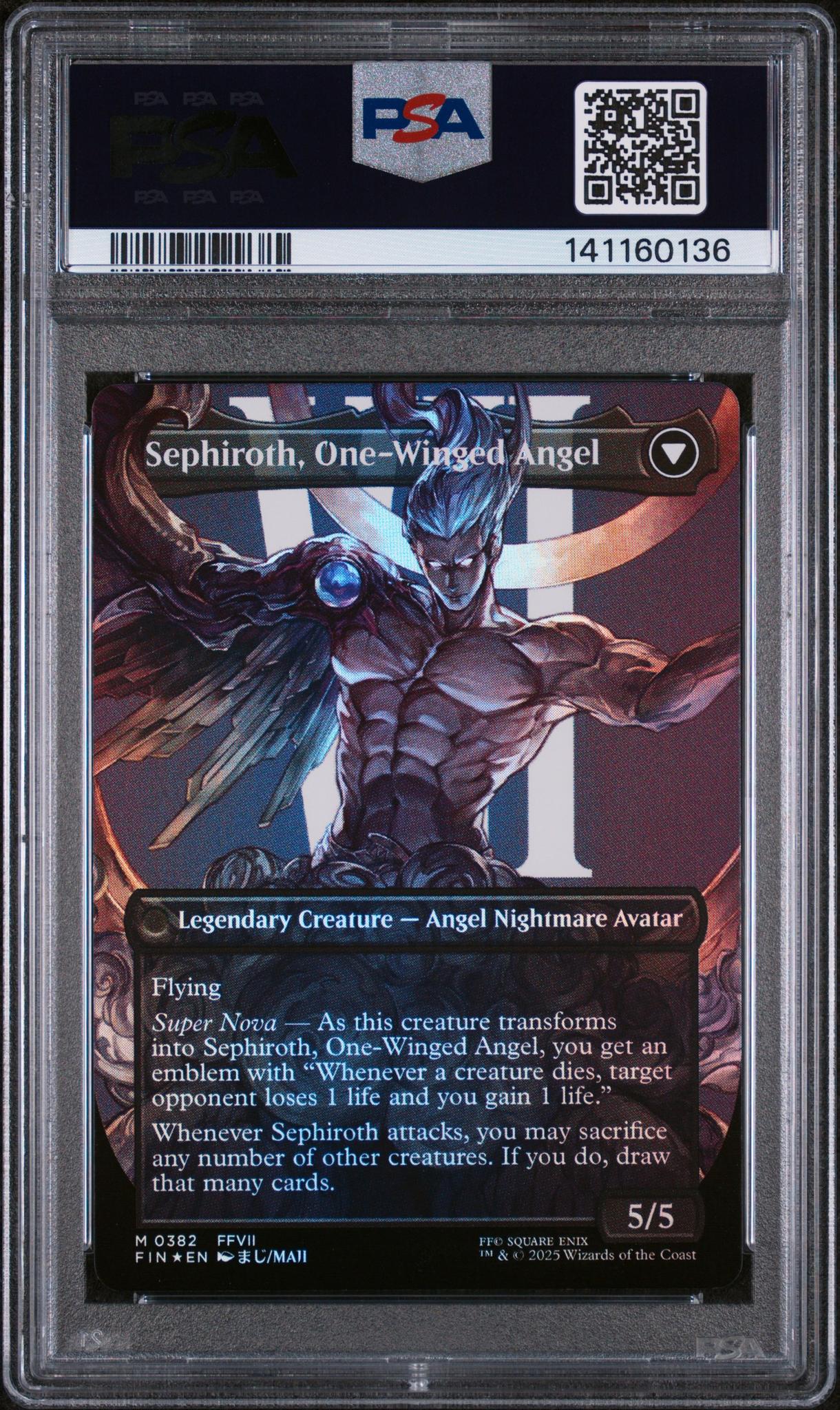 2025 Magic the Gathering Final Fantasy Character Borderless-Foil Sephiroth, Fabled Soldier/Sephiroth, One-Winged Angel #0382 PSA 10 - Image 2
