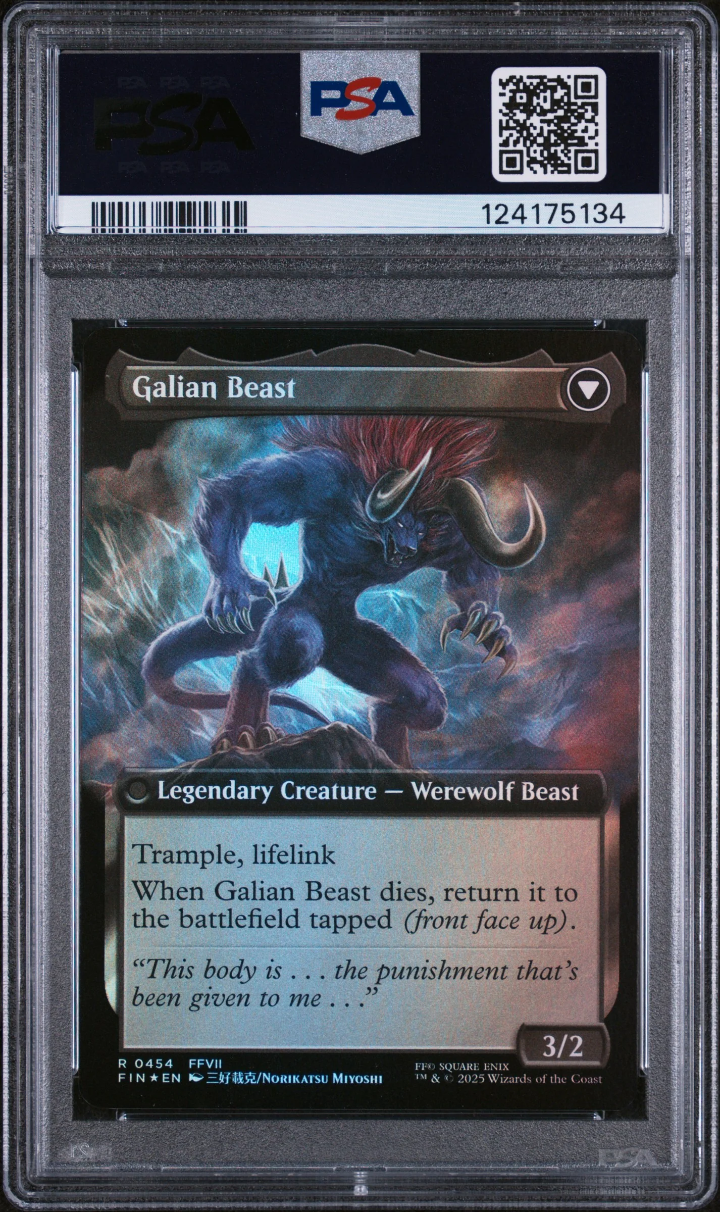 2025 Magic the Gathering Final Fantasy Extended Art-Foil Galian Beast/Vincent Valentine #0454 PSA 9 - Image 2