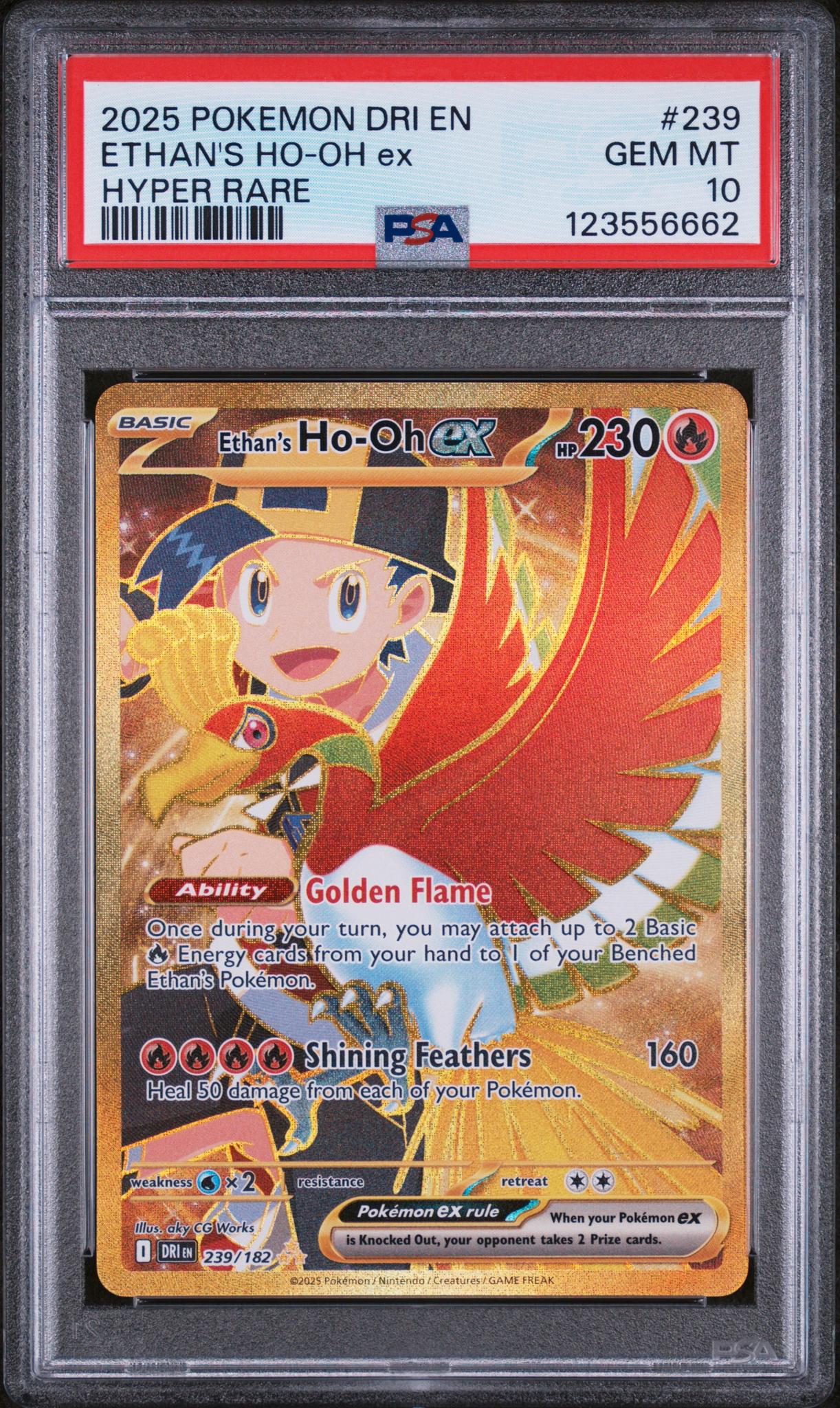2025 Okemon Scarlet and Violet Destined Rivals Hyper Rare Ethan's Ho Oh Ex #239 PSA 10