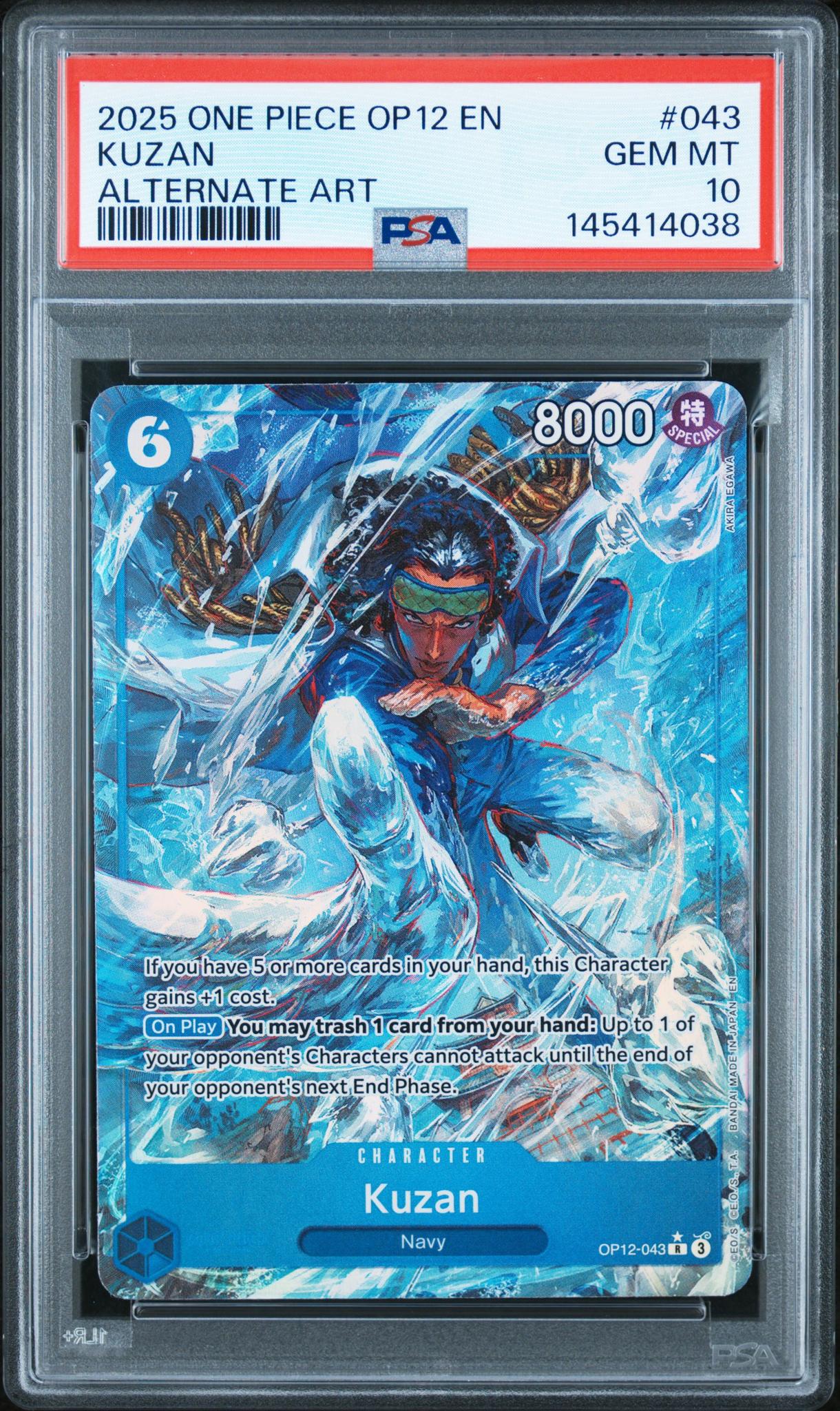 2025 One Piece Legacy of the Master Alternate Art Kuzan #OP12-043 PSA 10