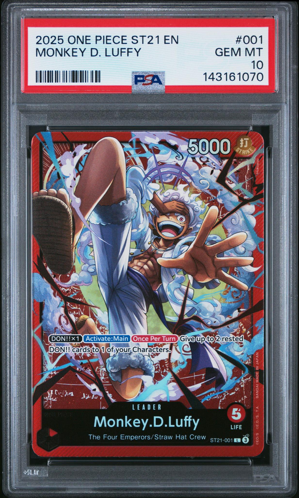 2025 One Piece Starter Deck Ex Gear 5 Monkey D. Luffy #ST21001 PSA 10