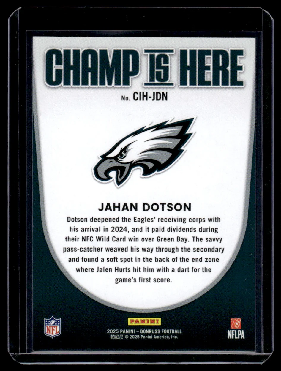 2025 Panini Donruss CIH-JDN Jahan Dotson Champ Is Here /100 Philadelphia Eagles - Image 2