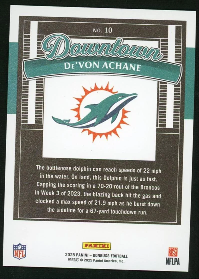 2025 Panini Donruss Downtown De'Von Achane - Image 2
