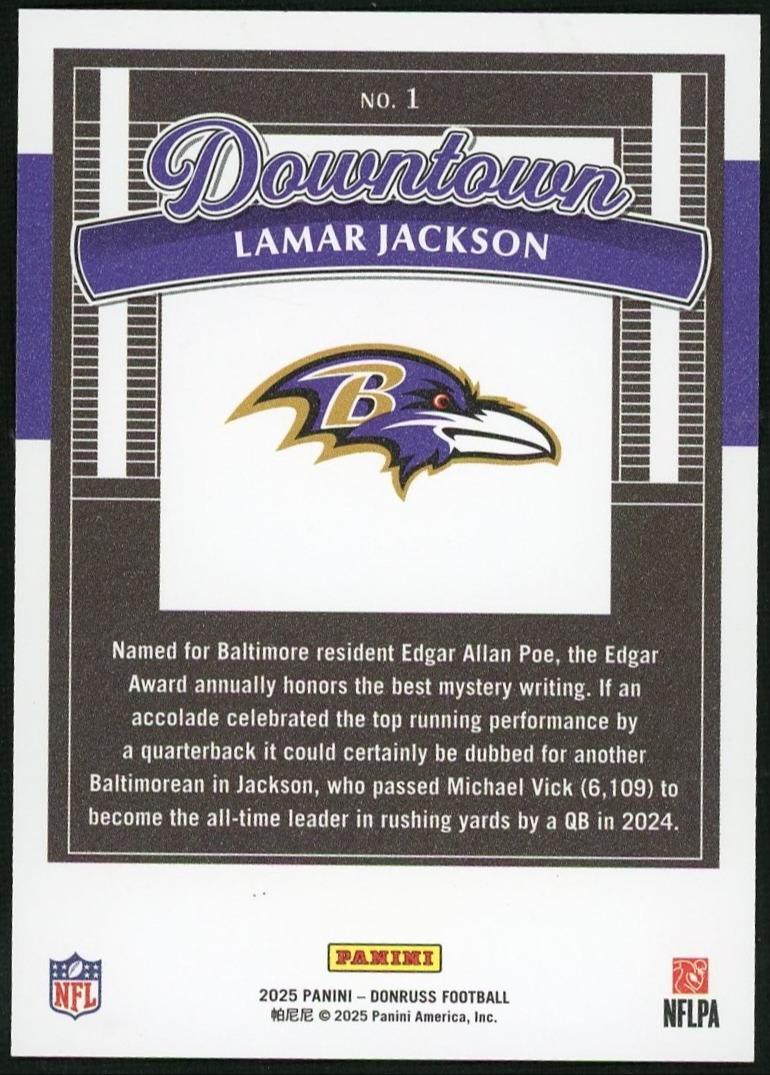 2025 Panini Donruss Downtown Lamar Jackson - Image 2