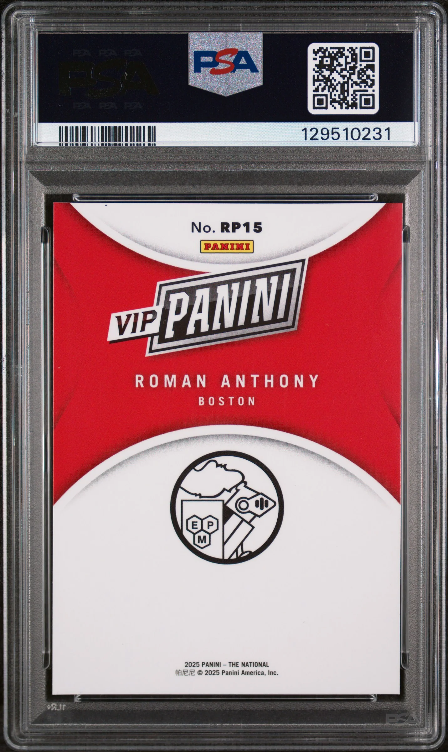 2025 Panini National Sports Collectors Convention VIP Gold Roman Anthony #RP15 PSA 10 - Image 2
