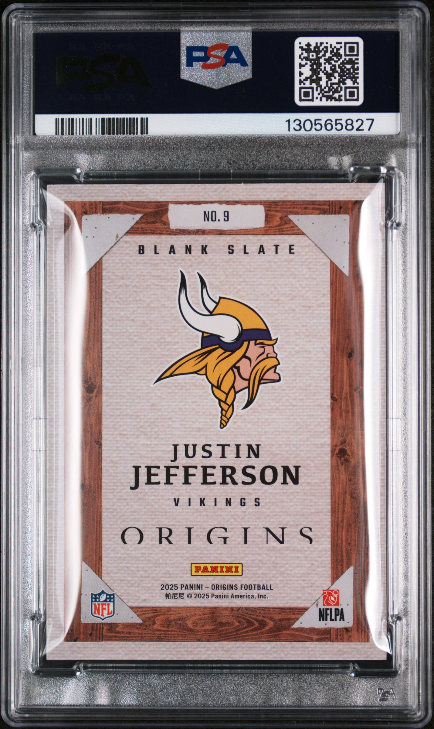 2025 Panini Origins Blank Slate Justin Jefferson #9 PSA 9 - Image 2