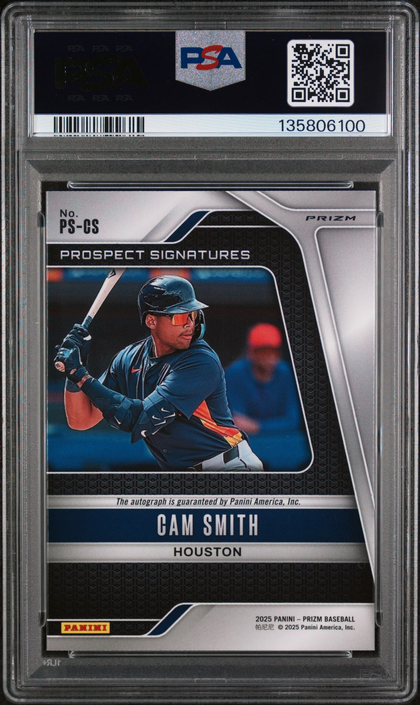 2025 Panini Prizm Prospect Signatures Cam Smith #PS-CS PSA 10 - Image 2