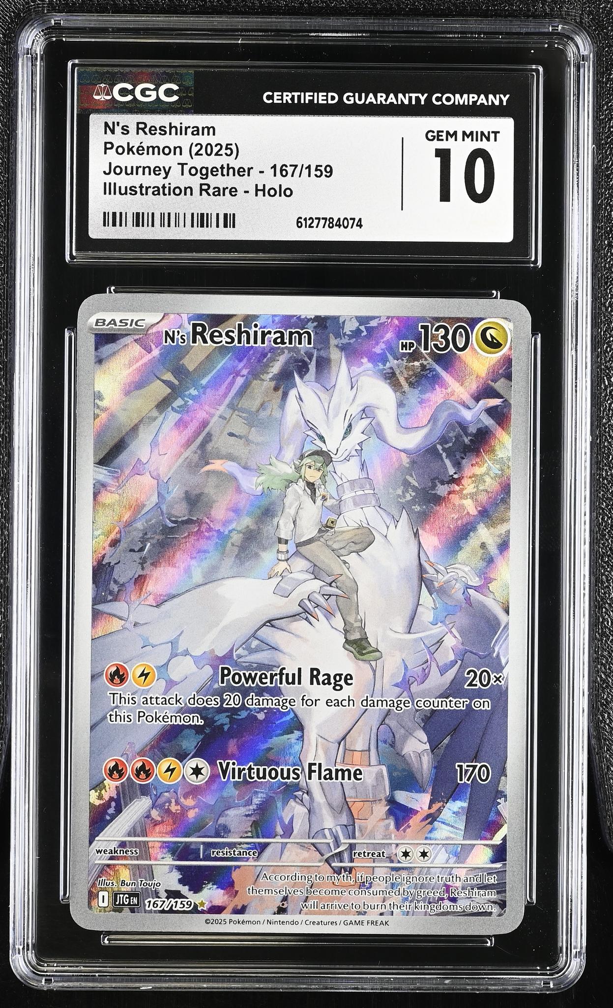 2025 Pokemon #167/159 N's Reshiram Journey Together CGC 10