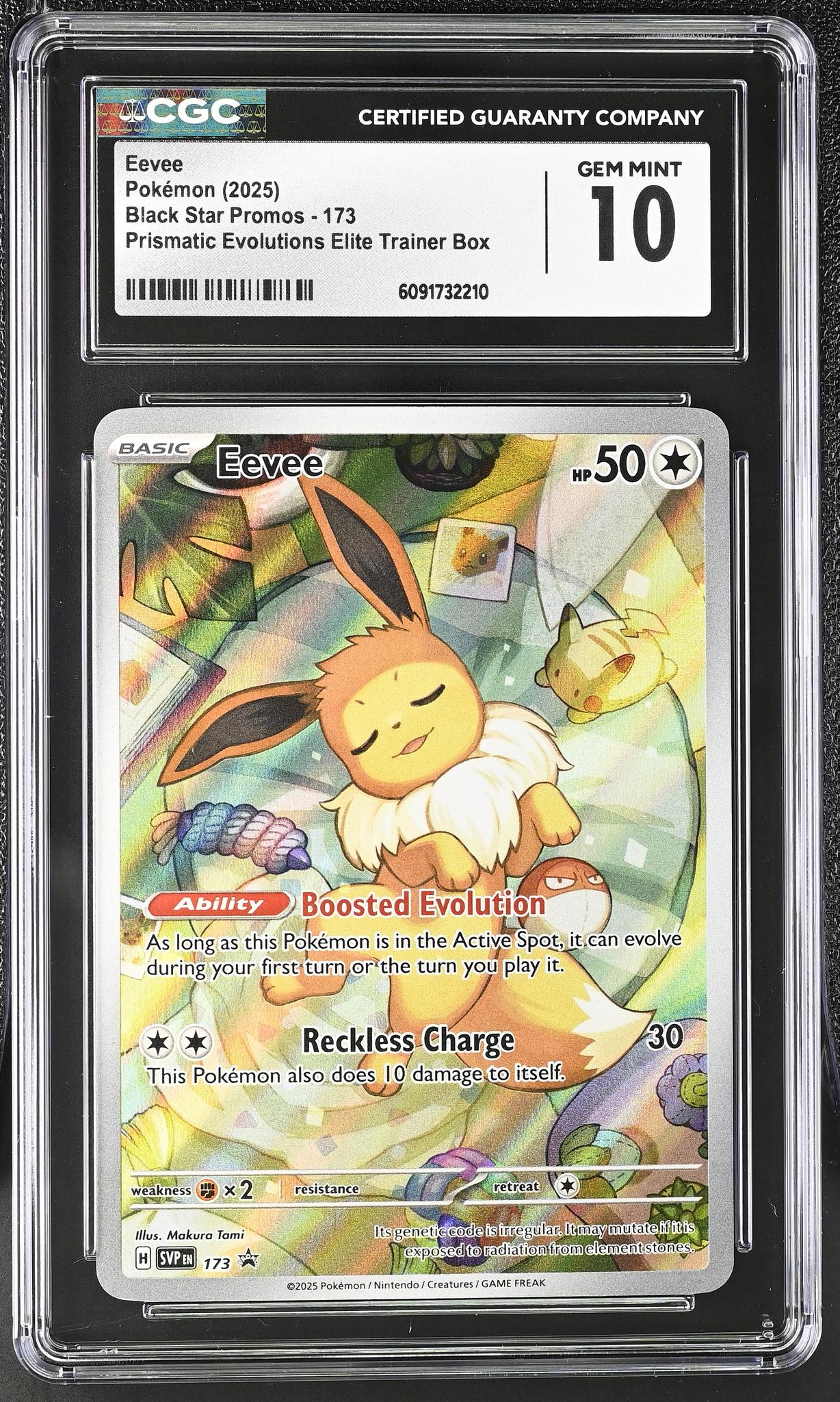 2025 Pokemon Black Star Promos Prismatic Evolutions ETB Eevee #173 Holo CGC 10 - Image 2