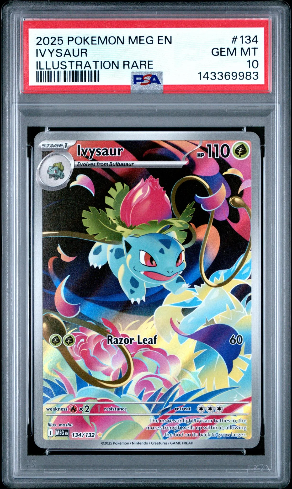 2025 Pokemon Mega Evolution Illustration Rare Ivysaur #134 PSA 10