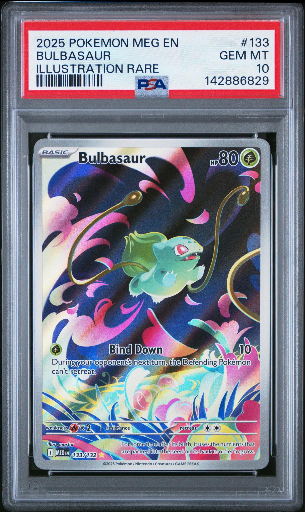 2025 Pokemon Mega Evolution Promo Illustration Rare Bulbasaur #133 PSA 10