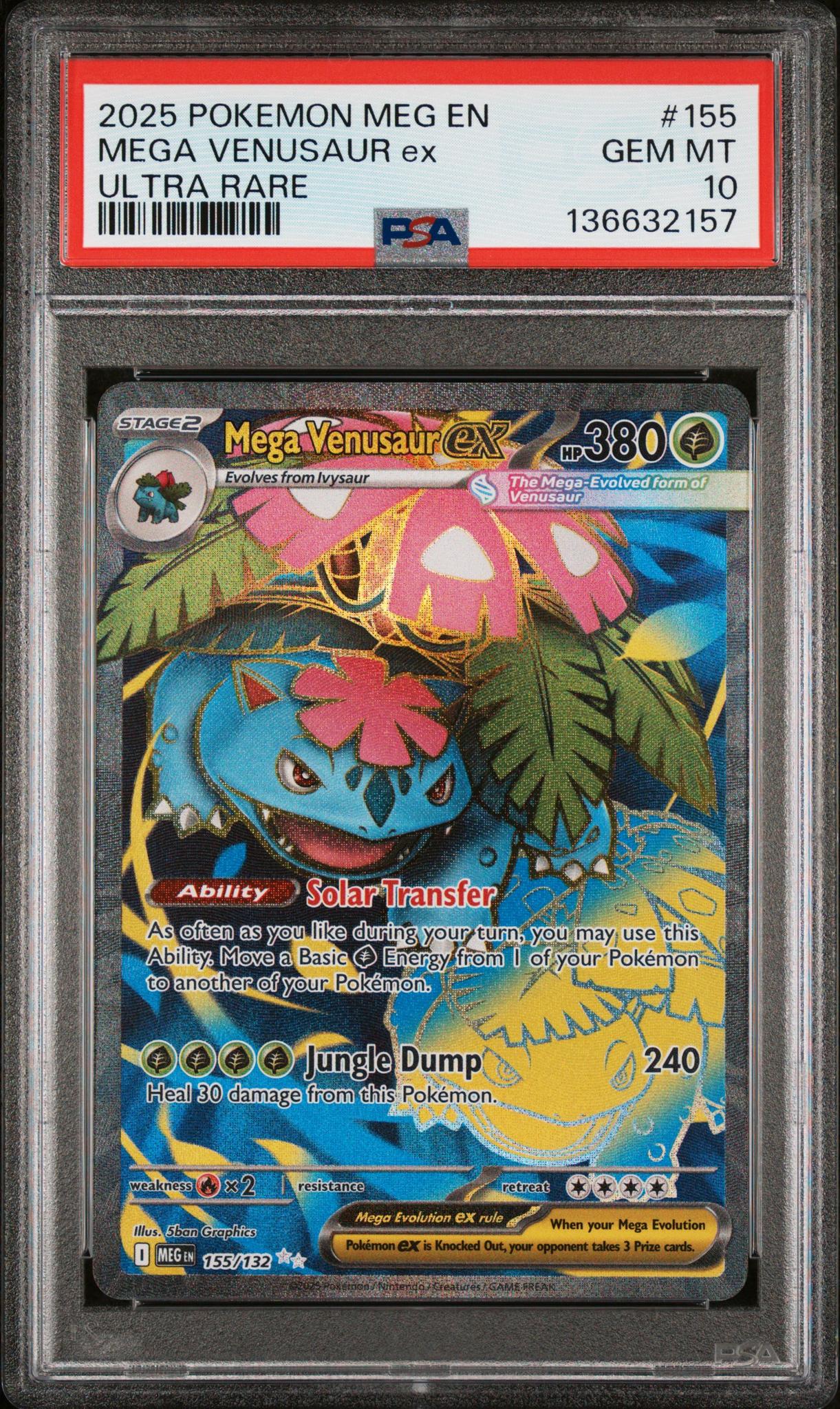2025 Pokemon Mega Evolution Ultra Rare M Venusaur Ex #155 PSA 10