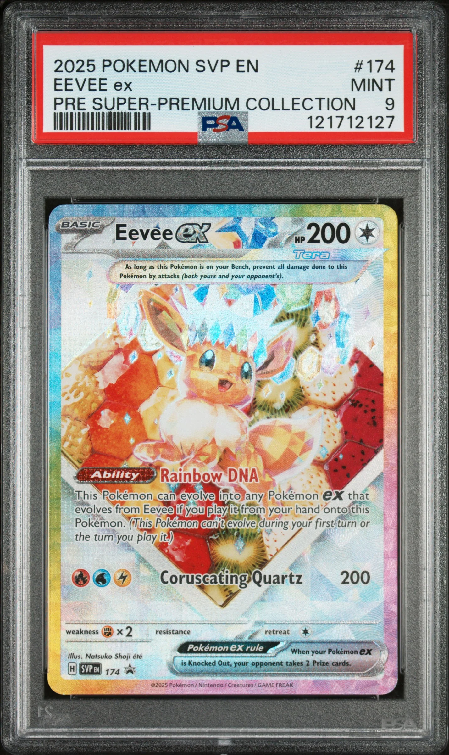 2025 Pokemon Scarlet and Violet Black Star Promo Prismatic Evolutions Super Premium Collection Eevee Ex #174 PSA 9