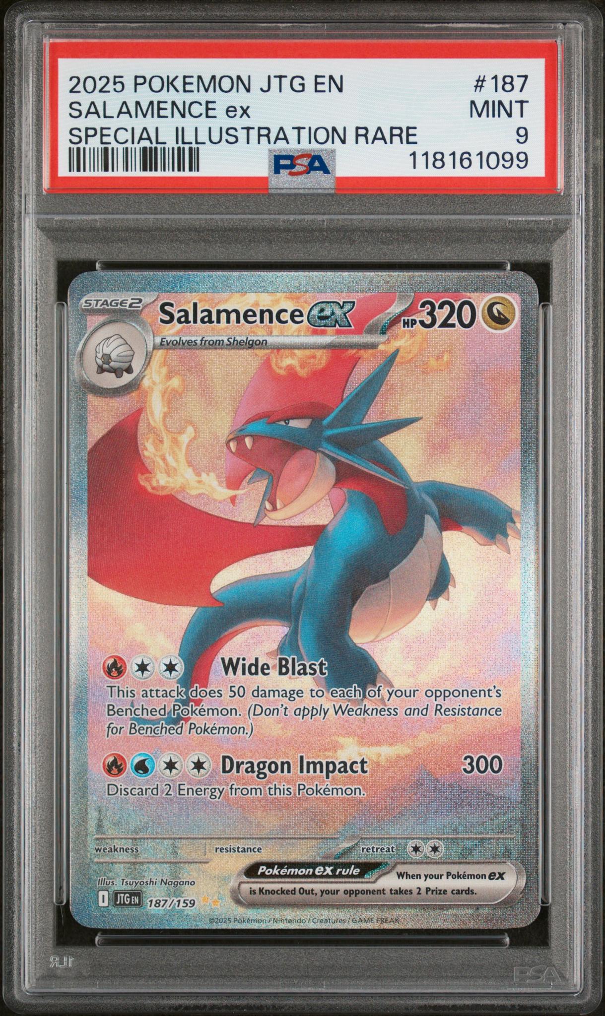 2025 Pokemon Scarlet and Violet Journey Together Special Illustration Rare Salamence Ex #187 PSA 9