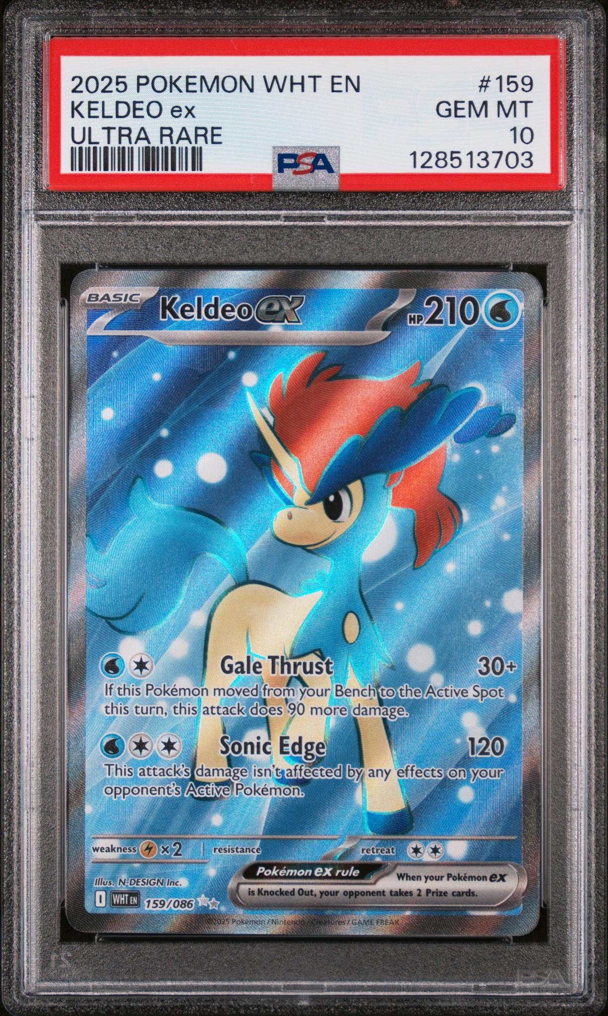 2025 Pokemon Scarlet and Violet White Flare Ultra Rare Keldeo Ex #159 PSA 10