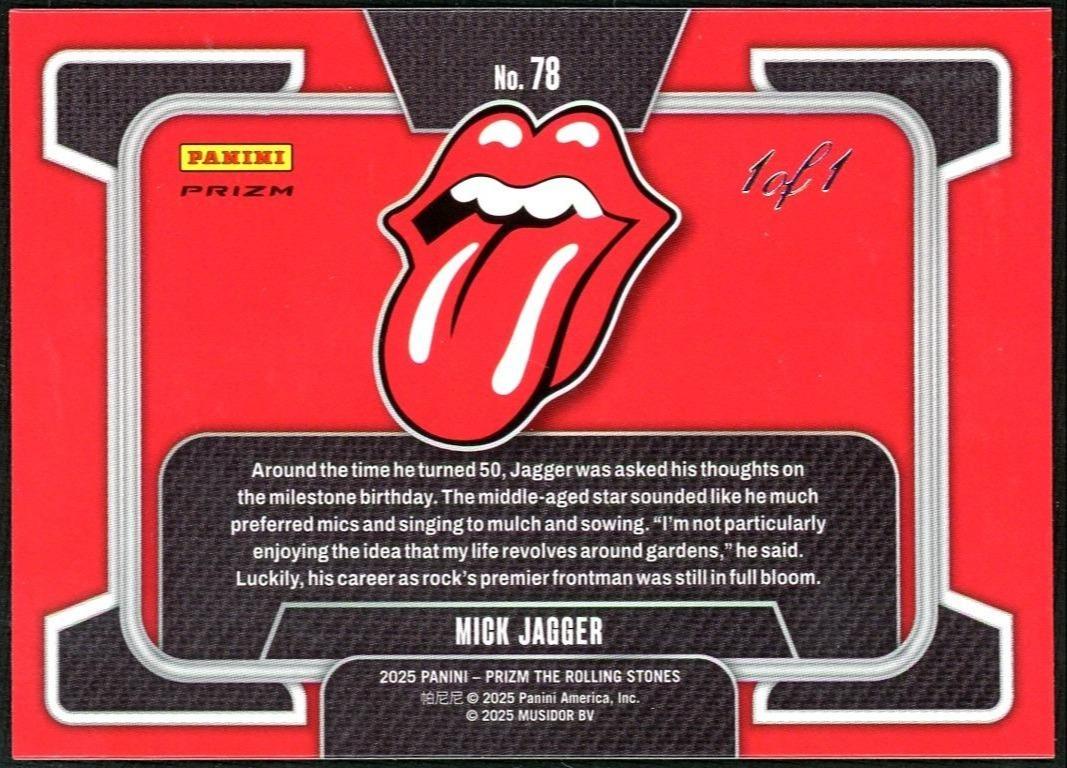 2025 Prizm Rolling Stones Mick Jagger Black Velocity 1/1 - Image 2
