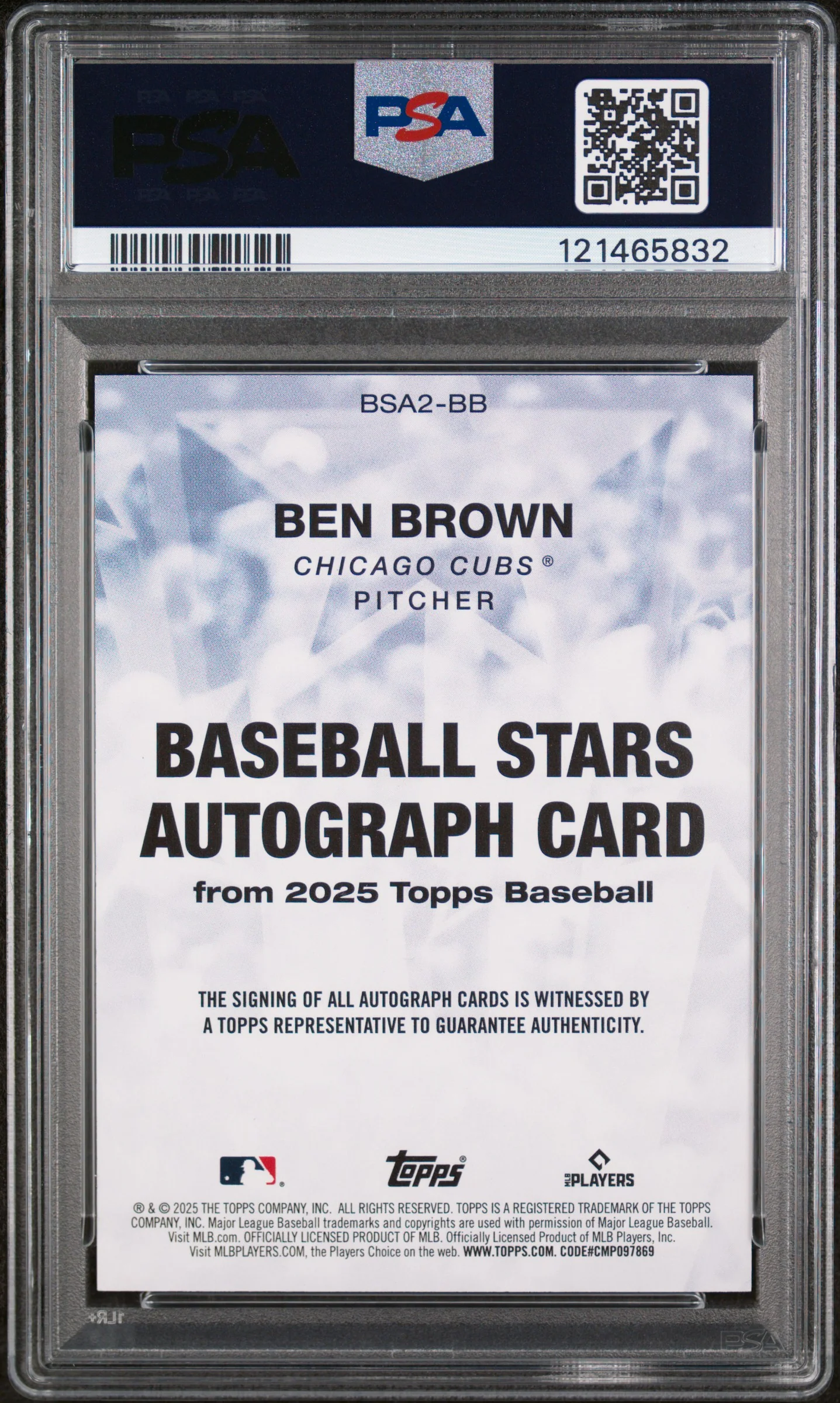 2025 Topps Baseball Stars Gold Ben Brown #BSA2-BB Auto /50 PSA 9 - Image 2
