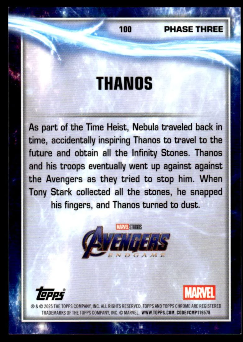 2025 Topps Chrome 100 Thanos Phase Three /5 VG - Image 2
