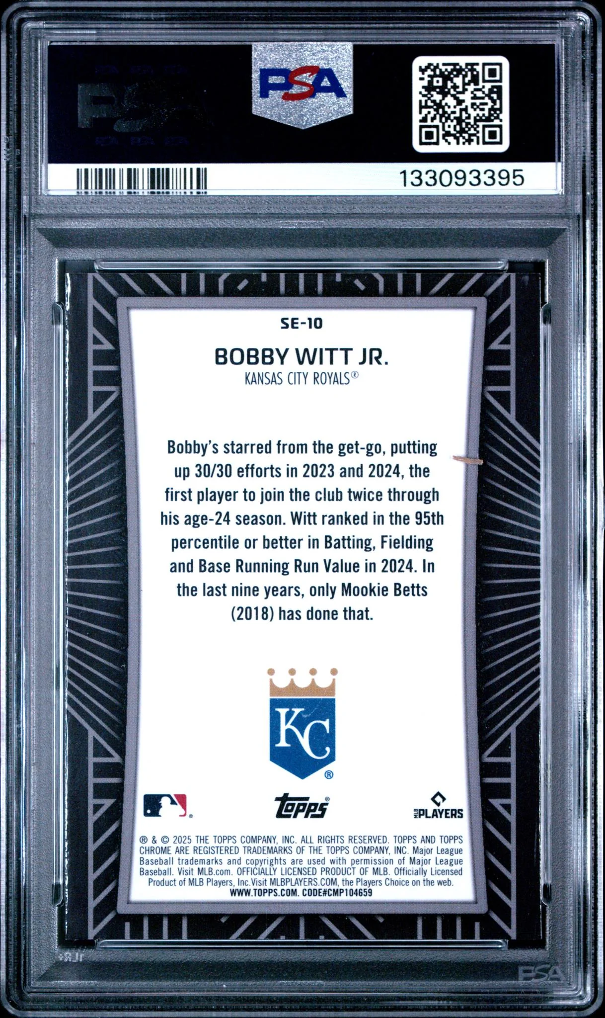 2025 Topps Chrome Bobby Witt Jr. #SE-10 PSA 10 - Image 2