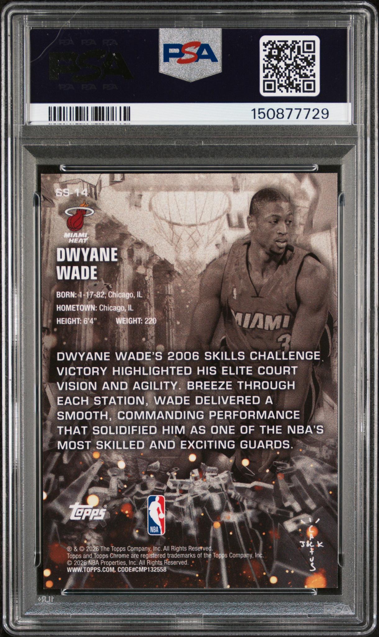2025 Topps Chrome Cactus Jack X NBA All-Star Game Sicko Stars Black Refractor Dwyane Wade #14 /110 PSA 10 - Image 2