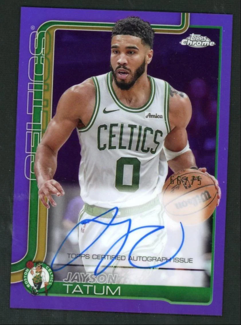 2025 Topps Chrome Chrome Jayson Tatum Purple Refractor Auto /75