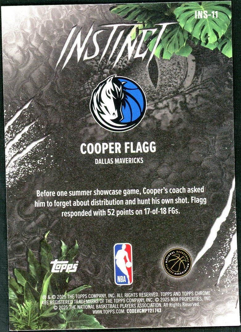 2025 Topps Chrome Cooper Flagg Instinct Purple /75 - Image 2
