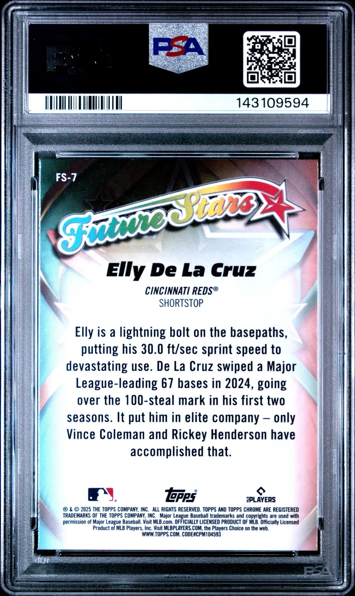 2025 Topps Chrome Elly De La Cruz #FS-7 PSA 10 - Image 2