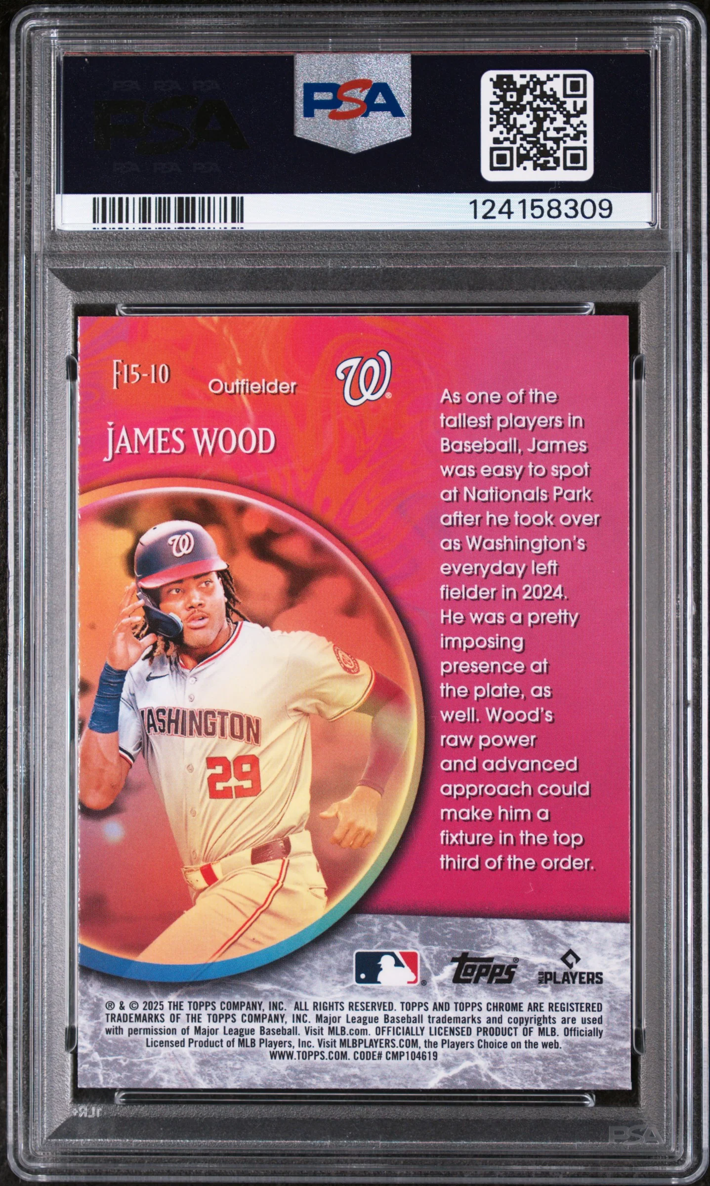 2025 Topps Chrome James Wood #F15-10 PSA 10 - Image 2