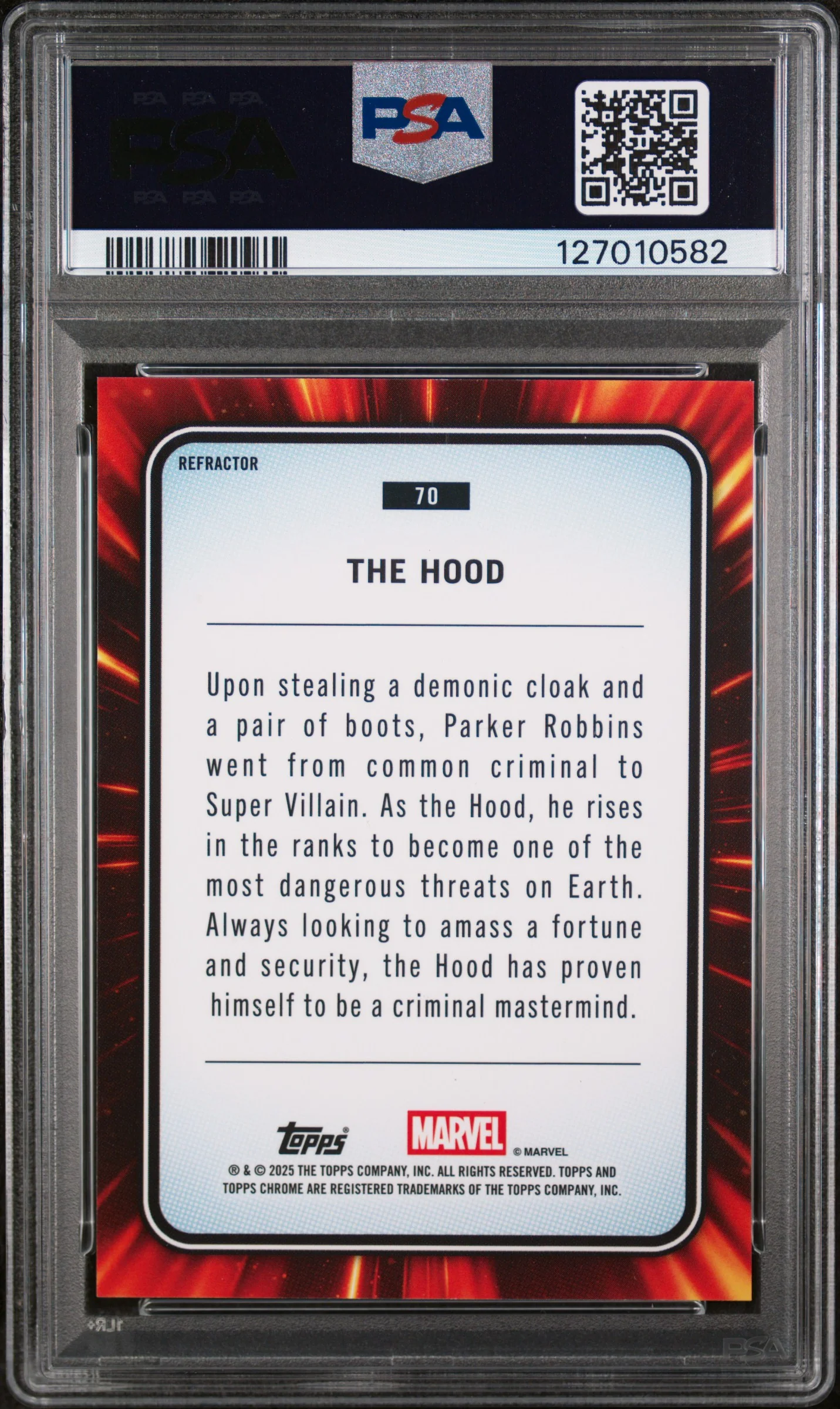 2025 Topps Chrome Marvel Refractor the Hood #70 PSA 9 - Image 2
