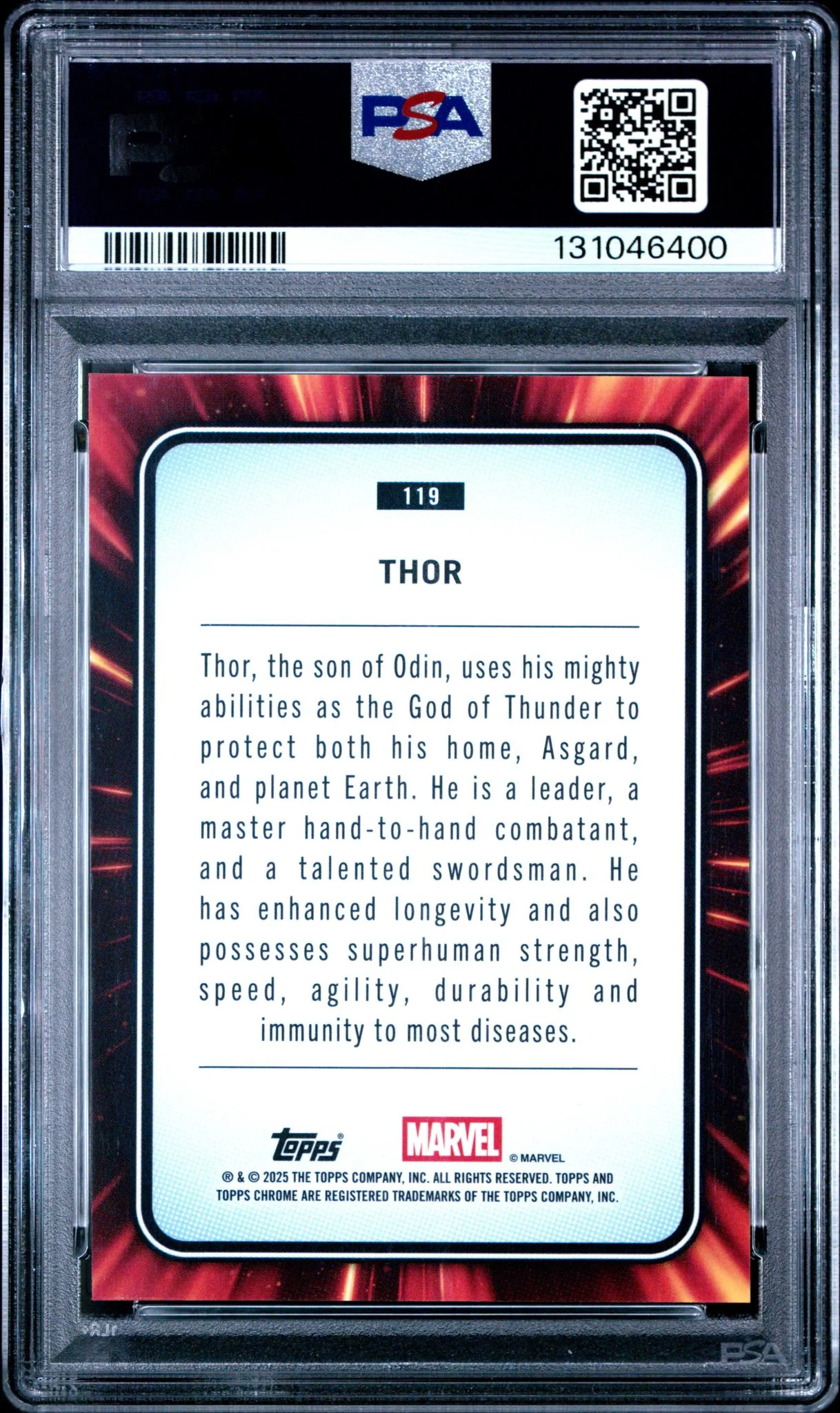 2025 Topps Chrome Marvel Yellow Lava Thor #119 PSA 10 - Image 2