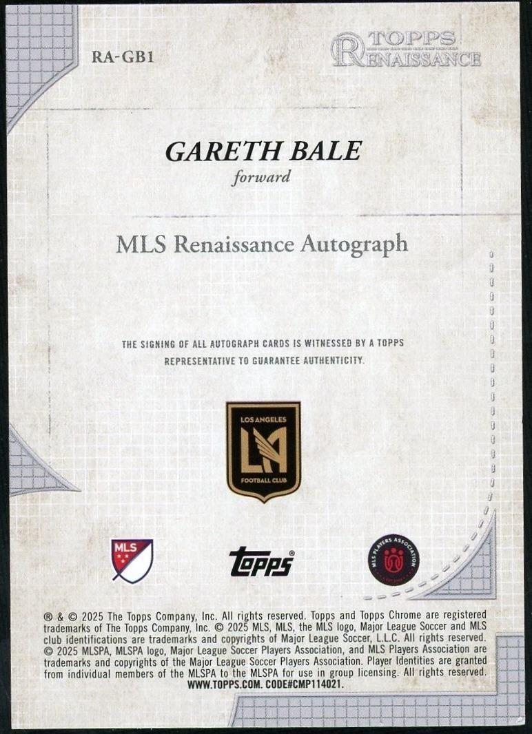 2025 Topps Chrome MLS Renaissance Autographs Gareth Bale Gold /10 - Image 2