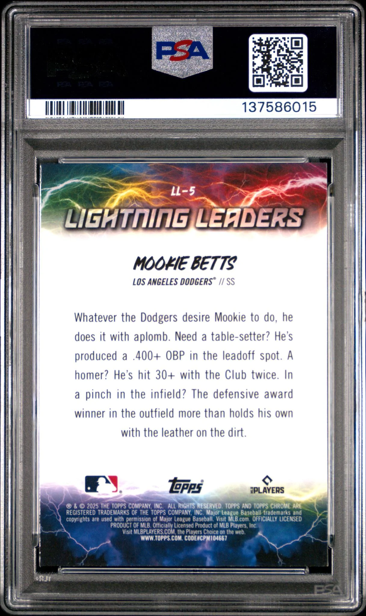 2025 Topps Chrome Mookie Betts #LL-5 PSA 9 - Image 2