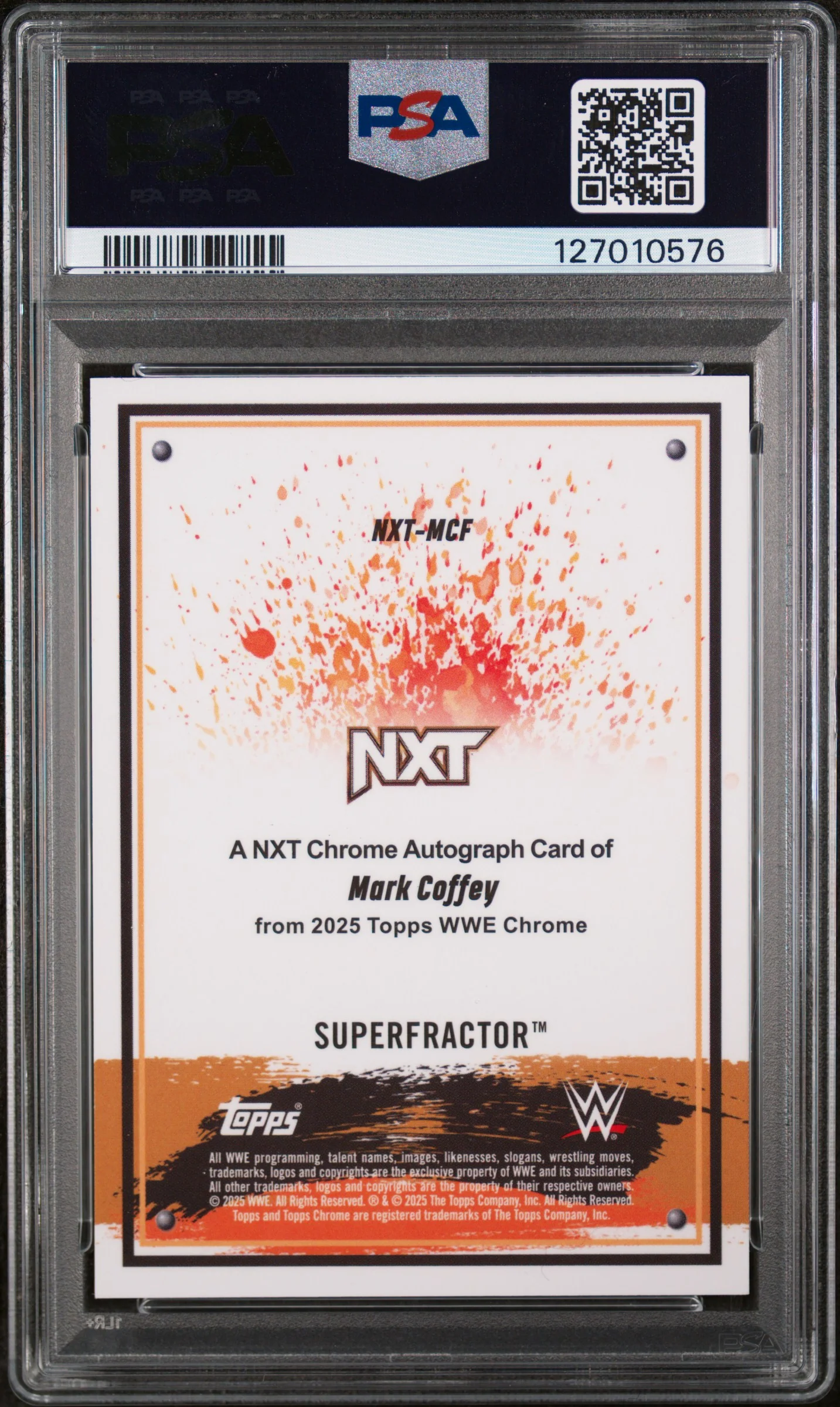 2025 Topps Chrome Nxt Chrome Autographs Superfractor 1/1 Mark Coffey #MCF PSA 9 - Image 2